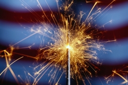sparkler and israeli flag